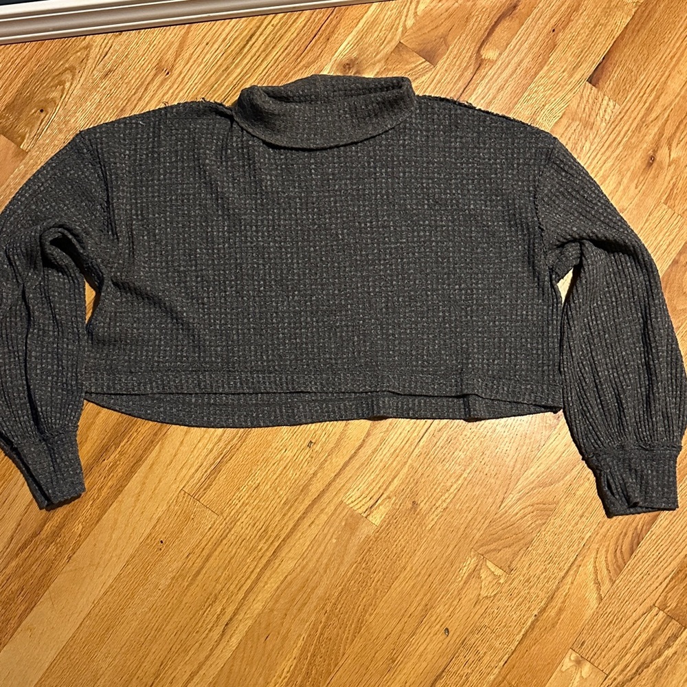 Free People Charcoal Cowl Neck Sweater